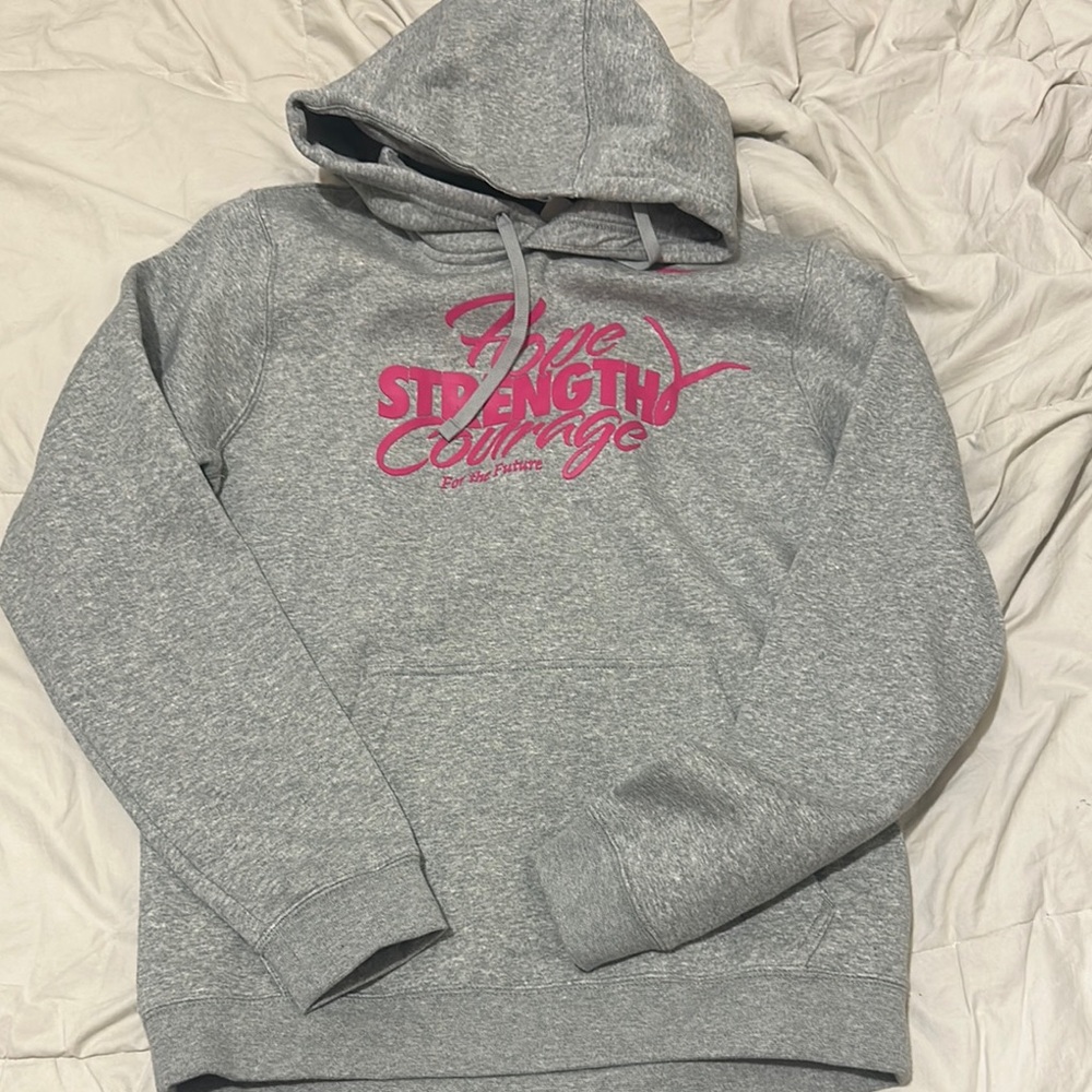Gray Nike Kay Yow Hoodie with Pink Graphic